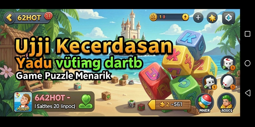 Screenshot gameplay 62HOT menampilkan tantangan Puzzle yang seru dan menarik.