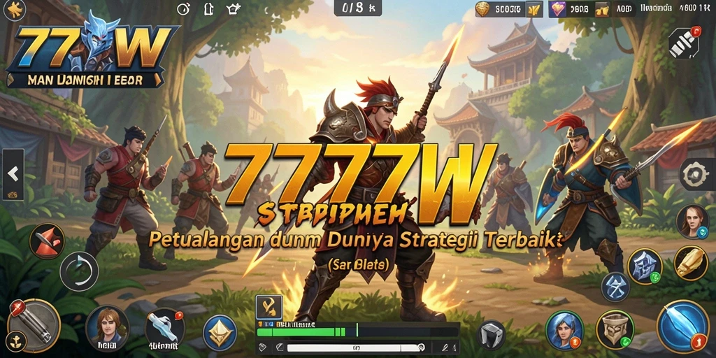 Screenshot menampilkan aksi pertempuran strategi dalam 7777W.
