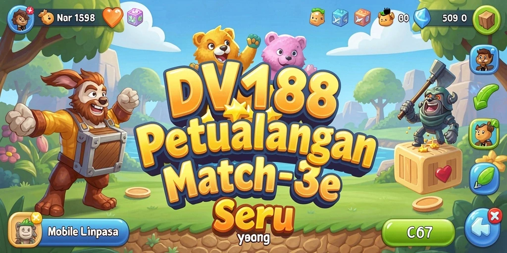 Tampilan menarik dari gameplay Match-3 DV188 yang seru.
