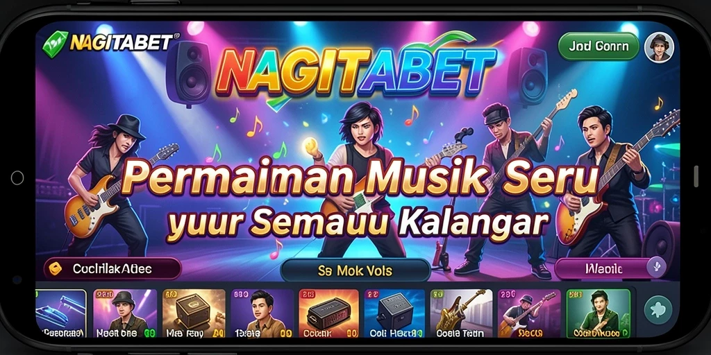 Tampilan gameplay seru NAGITABET dengan lagu-lagu menarik.