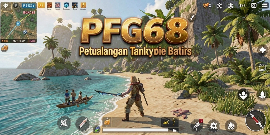 Tangkapan layar utama PGG68 menunjukkan aksi petualangan di dunia terbuka.