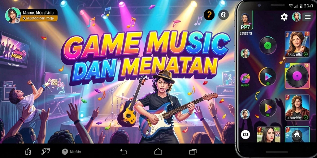 Screenshot gameplay PP7 dengan aksi seru dan musik menari.