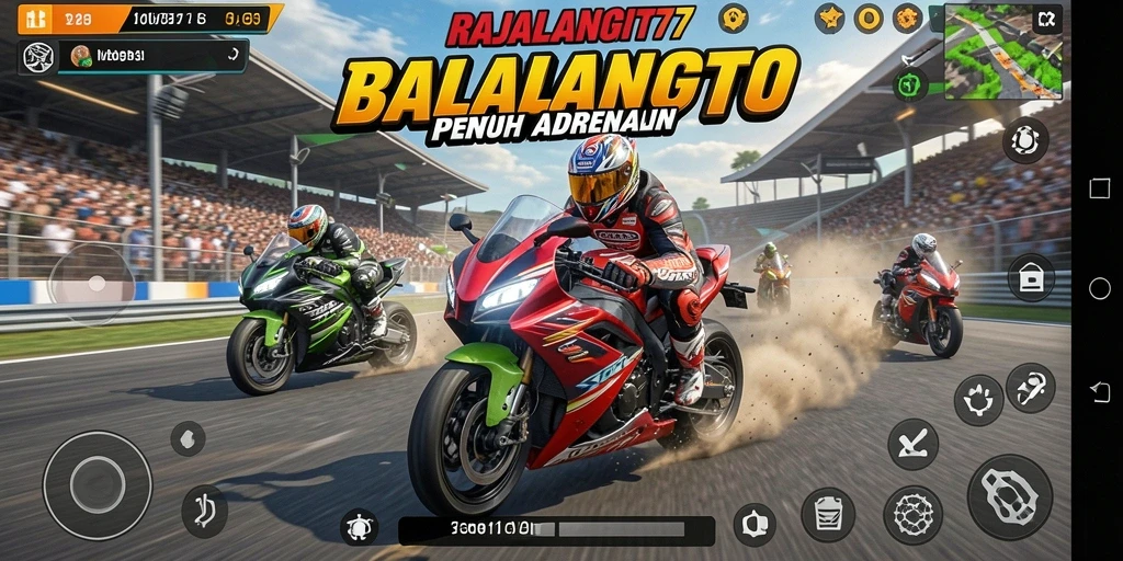Screenshot RAJALANGIT77 menampilkan aksi balapan motor yang mendebarkan.