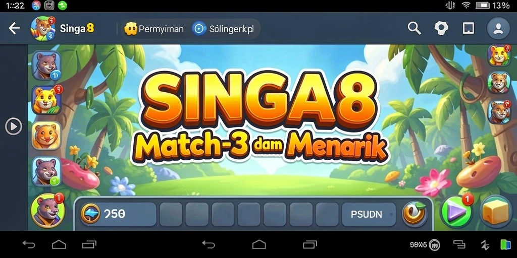 Tampilan gameplay SINGA8 dengan kombinasi warna cerah.