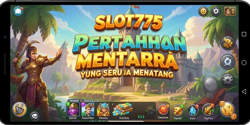 Tangkapan layar utama SLOT777 menampilkan aksi seru dalam game Tower Defense.