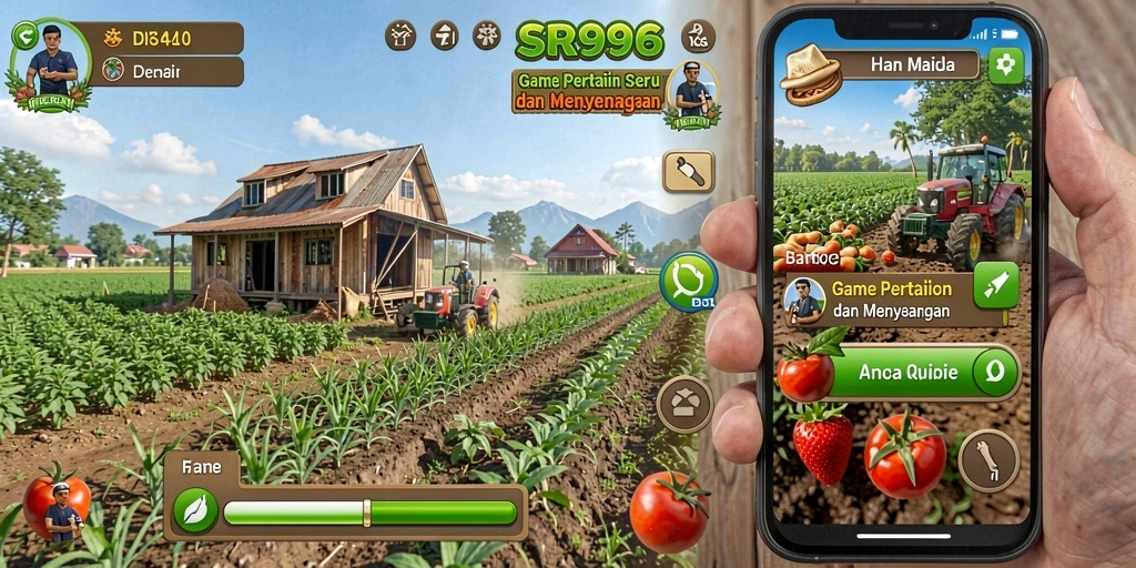 Screenshot gameplay SR996 menampilkan aktivitas pertanian yang seru dan interaktif.